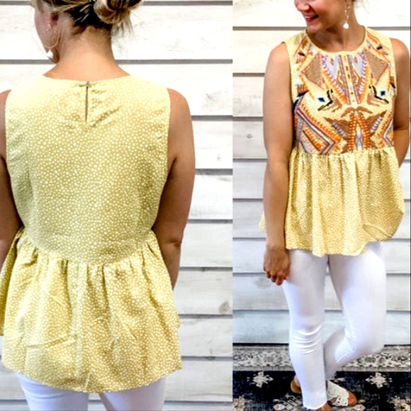 ENTRO Embroidered Polka Dot Multicolored Sleeveless Empire Waist Top NWT😀 - Picture 11 of 13